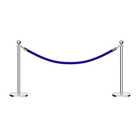 MONTOUR LINE Stanchion Post and Rope Kit Pol.Steel, 2 Ball Top1 Blue Rope C-Kit-2-PS-BA-1-PVR-BL-PS